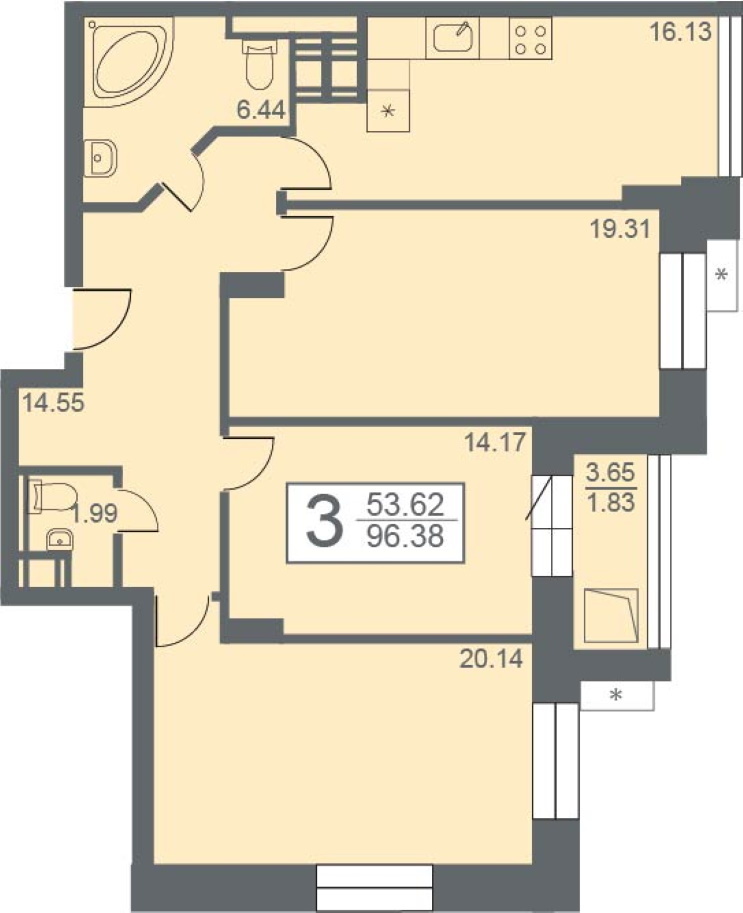 Продается 3 комнатная квартира в ЖК Созвездие, башня Атлас , Прибрежный бульвар 5 , Спутник  .  

В наличии 3 комнатная квартира :
Общая площадь  96,38 м2 . Жилая площадь  53,62  м2 . Кухня  16,13 м2                        

 ЖК «Созвездие» – это жилой комплекс комфорт-класса из шести домов (17,