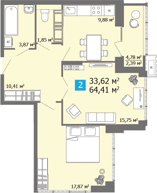 Продается 2 комнатная квартира Прибрежный бульвар 5  , в ЖК Созвездие, башня Мира  , Спутник  . ДОМ СДАН 

В наличии 2 комнатная квартира :
Общая площадь  64,41 м2 . Жилая площадь  33,62 м2 . Кухня  9,88м2 

 ЖК «Созвездие» – это жилой комплекс комфорт-класса из шести домов (17, 25 и 30 этажей),